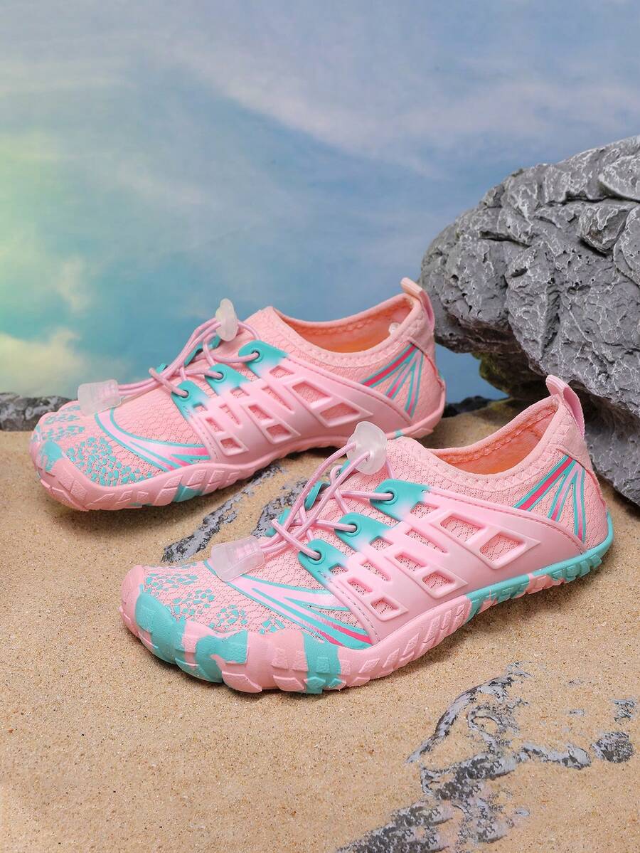 1 Pair Children's Outdoor Comfortable Rubber Sole Lightweight Trekking & Water Shoes, Suitable For Outdoor Trips, Beach, Swimming - Baby Pink - View 1