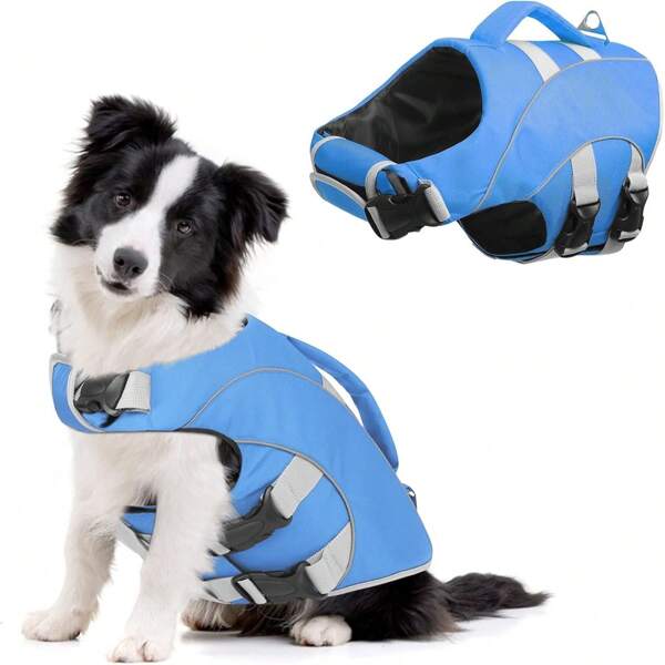 Anti-Tear Dog Life Jacket, Reflective Pet Life Vest Adjustable Dog Life Preserver With Rescue Handle, High Buoyancy Float Vest For Small, Medium And Large Dogs