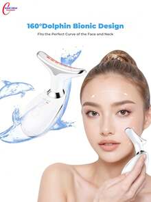 1PC Halal Beauty 7-In-1 Dolphin Face & Neck Massager With 160° Head & 7 LED Lights - CE ROHS Certified Facial Slimming Tool, Skin Care Gift For Women, Mother, Sister - White - View 4