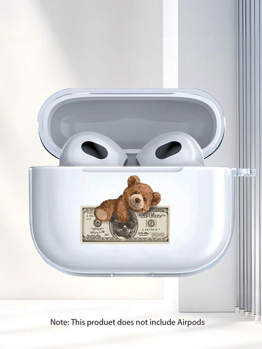 Carcasă de protecție transparentă TPU "Îmbrățișează și aruncă ursulețul", potrivită pentru AirPods2, AirPods3, pentru AirPods Pro, pentru husă pentru căști AirPods Pro2