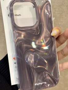 3D 光面纯色波浪纹软硅胶手机壳适用于 17 Pro Max 17 16 15 13 14 12 11 Pro Max Plus 奢华光面防震手机壳 - 深紫色 - 查看 2