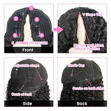 V Part Wig Human Hair Kinky Curly Upgrade U Part Wig For Women Ready To Wear No Leave Out Glueless Wigs 180% Density V Shape Clip In Half Curly Vpart Wig No Glue No Sew In Natural Color - Natural Black - 查看 7