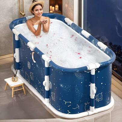 Bañera plegable y portátil extra grande, bañera de inmersión, cubo de remojo, cubo de ducha, bañera de inmersión para personas, bañera de spa para el hogar, bañera de hidromasaje, bañera compacta para adultos, bañera inflable, solución de baño al aire libre adecuada para espacios pequeños