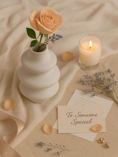 1pc Moderne Wit Wave Resin Vase, Multi Minimalist Dried Flowers, Makeup Brush Storage Or Entryway Accent, Sculptural Aesthetic Home, Idea Qixi, Back To School Fall Refresh Home Room Flower Vase Glass view 4