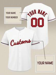 Camiseta de béisbol personalizada con logotipo, nombre y número, camiseta deportiva unisex adecuada para béisbol, bádminton y voleibol, primavera/verano