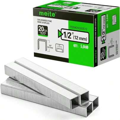Meite 20 Gauge Galvanized Upholstery Staples, 1_2-Inch (123 Mm) Crown With 1_2-Inch Length, Heavy Duty For Construction, Furniture, Crafts &Amp; DIY Projects (1 Box)