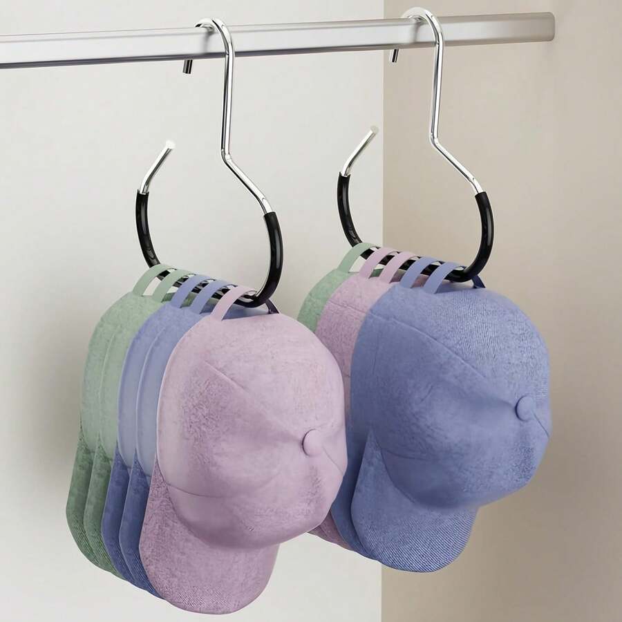 1 Pc Metal Hat Storage Organizer Rack For Baseball Caps With Non-Slip PVC Coating, Durable Metal Construction, Space-Saving Home Closet Solution, Keeps Your Cap Collection Neat And Accessible, Holds Up To 5 Hats And Additional Accessories Such As Belts, Ties, Small Bags; Ideal For Bedroom, Dorm, Living Room, Entryway, Or Office Organization - Multicolor - View 1