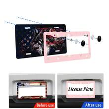 1pc Pink Floral 2-Hole License Plate Frame, Aluminum Material, 6x12 Inches With Screw Set, Cartoon Flower Design, Fun Car Decoration, Retro Style, Universal Size Vehicle Plates - 12x6 inch - Xem 3