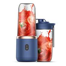 ASLING Electric Mini Juicer Rechargeable Multifunctional Portable Juicer Six Blades For Home Use Juice Blender USB Charging  Double Cup Body And 1 Sports Cup Cover - Blue - View 4