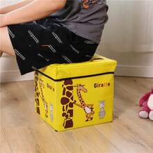 Caja organizadora infantil plegable con tapa – Baúl para juguetes, ropa o guardado, diseño rosa con búho y elefante, resistente, impermeable y segura para niños - Amarillo - Ver 2