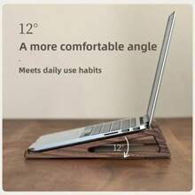 Suporte de madeira para laptop - Suporte de mesa portátil para laptop, feito de madeira de nogueira preta e cerejeira, design com fluxo de ar e refrigeração para escritório em casa, acessório durável para espaço de trabalho e presente de Ação de Graças, Suporte de refrigeração para laptop | Design elegante de madeira | Folheado de madeira natural