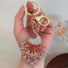 1 PC Colorful Luxurious Rhinestone Peacock Car Keychain Women's Bag Accessory Keychain Pendant - 粉色 - 查看 10