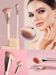 2 Pieces Set Of High-Quality Solid Wood Pole Plus Aluminum Tube Concealer Brush, Makeup Beauty Brush, Concealer Blending Brush, Under-Eye Concealer Brush (Blush Brush + Concealer Brush),Brush Set,Makeup Brush Kit,Make Up Brush Set,Make Up Set Complete,Makeup Brush Set,Complete Makeup Kit,Brush Kit,Brushes Makeup Set,Makeup Gift Set,Set - Multicolor - View 1