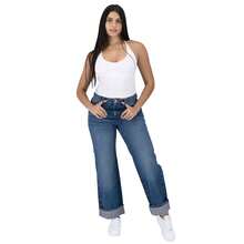 Pantalón Pierna Ancha Britos Jeans Mujer Mezclilla 025805 - Azul lavado oscuro - Ver 6