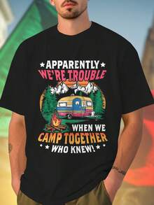 T shirt uomo Apparently We re Trouble When We Camp Together Who Knew maglietta divertente cotone estiva casual ideale per campeggio escursionismo regalo originale moda novità  offerta imperdibile