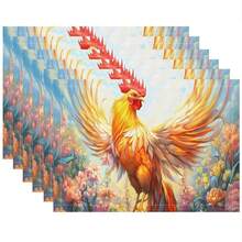 4/6pcs Placemats, 12.6x16.5inch Colorful Rooster Placemat For Festive Kitchen And Dining Room Decor, Vibrant Bird Design Table Mat For Holiday Celebrations Table Decorations - 32x42cm(12.6x16.54in) - View 2