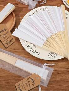 3/15/30件套优雅白色折扇，包含感谢卡和礼品袋，新娘竹扇，单身派对婚礼新娘礼物，伴娘竹扇，单身派对拍照道具，伴娘礼物和婚礼装饰，非常适合派对和活动，夏季配饰，女士折扇 - 彩色 - 查看 5