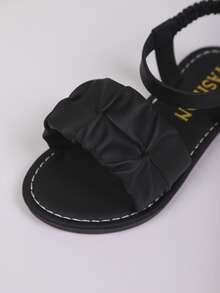 儿童时尚户外凉鞋，夏季方头平底鞋，系带凉鞋，新款女童鞋，时尚沙滩拖鞋 - 黑色 - 查看 8