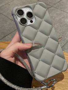 Apple Luxury Glitter Quilted With Shiny Strap Phone Case Compatible With IPhone 15 Pro Max 13 14 12 11 16