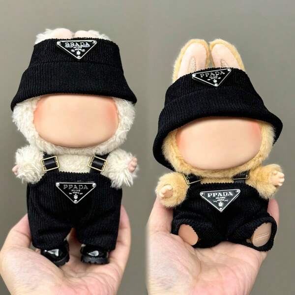 For Labubu Sitting Party Doll Clothes For Generation 1 & 2, 17cm LABOBO Macaron Blind Box Doll Outfit With Overalls