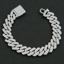1pc Men's Luxury Fully Iced Out Rhinestone Hiphop Cuban Link Chain Bracelet - Bracelet - View 13