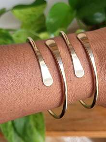 5/10pcs Luxury Retro Boho Adjustable Stackable Bracelets, Golden Cuff Bracelets For Women Men Daily Party Holiday Chunky Jewelry Gift - Multicolor - View 26