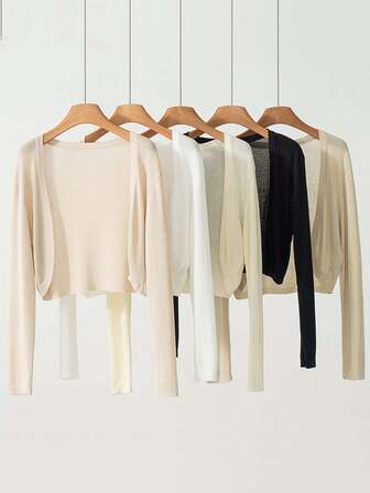 1pc Lightweight Knitted Shrug Cover Up For Women, Hollow Out, Spring/Autumn Layering, Short Bolero For Camisole Dress, Air Conditioning Cover