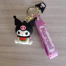 Sanrio 1pc Sanrio Kuromi Silicone Keychain Pendant, Cartoon Cute Bag Keychain Pendant Small Gift,