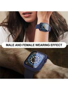 Miếng dán màn hình cường lực - Ốp bảo vệ toàn thân bằng nhựa PC cứng, siêu mỏng, độ phân giải cao, tương thích với Apple Watch Series Ultra/SE/11/10/9/8/7/6/5/4/3/2/1, phù hợp với kích thước 38/40/41/42/44/45/46/49mm, phụ kiện ốp bảo vệ đồng hồ thông minh, màu xanh dương đậm. - Màu xanh nửa đêm - Xem 8