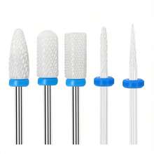 Set de 5 piezas de brocas de cerámica azul para taladro de uñas, vástago de 3/32 pulgadas, kit de lima eléctrica de manicura y pedicura, adecuado para pulir uñas de gel, incluye herramientas de salón para callosidades - Multicolor - Ver 1