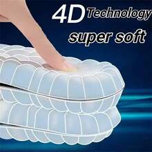 4D Massage Shoes Insoles Super Soft Latex Sports Insole For Feet Running Basket Shoe Sole Arch Support Orthopedic Inserts Unisex, Accessories For Sneakers, Snow Boots, Casual Shoes,White Shoes Women Men Shoes - Grey - View 3