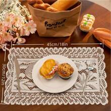1pc Square Lace Sunflower Placemat, French Lace Luxury Placemat Heatproof Mat For Plates Bowls Fruit Tray Tabletop Decoration