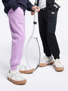 Annil 女童男童中年幼儿童装抓绒全腰针织裤冬季