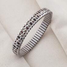 1PC Stylish And Simple Elastic Stainless Steel Bracelet With Paw Prints And Leopard Print Patterns, Suitable For Women's Daily Wear And As A Holiday Or Birthday Gift