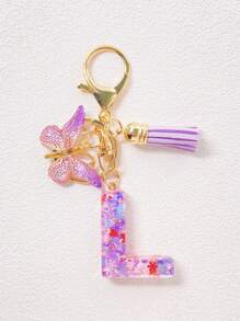 Alphabet Initial Letter Keychain Cute Butterfly Key Chain Ring Purse Bag Backpack Charm Earbud Case Cover Accessories Women Girls Gift Car Accessories Goth Y2k