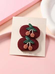 2pcs/Set Sweet Fabric Small Oval Hair Clips, Rabbit, Cherry, Flower, Mushroom Decor BB Clips, Minimalist Versatile Hair Clips & Accessories - 2 Pieces Per Set - View 12