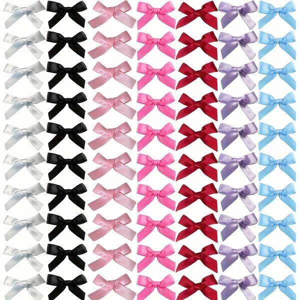 70PCS Elegant Lace Bow Tie Hair Clips For Women Girls Vintage Ribbon Bowknot Hair Accessories Solid Color Satin Bow Hairpins For Party Wedding Daily Use Hair Decoration