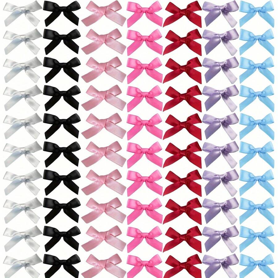 70PCS Elegant Lace Bow Tie Hair Clips For Women Girls Vintage Ribbon Bowknot Hair Accessories Solid Color Satin Bow Hairpins For Party Wedding Daily Use Hair Decoration - 7 Colors - 查看 1