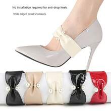 1pc/2pcs Wide Edge Pearl Elastic Shoelaces, Adjustable Non-Slip Band For High Heels, Flats, Sandals, Hands-Free Locking Shoe Strap - Multicolor - View 2