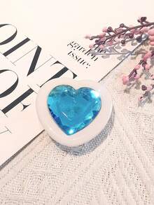 1pc Heart-Shape Gemstone Finger Ring Mobile Phone Stand, Slouchy Person's Must-Have Device Holder, Sturdy Adhesive Mount, Attach On Phone, Anti-Drop & Shake Resistant