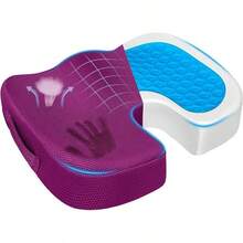 Gel Seat Cushion For Car Office - Memory Foam Pain Relief Chair Pillow Cushions - Tailbone Sciatica Coccyx Butt Lumbar Support Pad For Sitting Driving Traveling, Velvet, Black - 紫色 - 查看 8