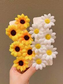 2/20 Pcs Hair Clips Cute Flower Sunflower Bow Hair Clips Claw Clips Hair Barrettes Hair Accessories For Girls Daily Wear Suitable For Many Occasion - Multicolor - View 1