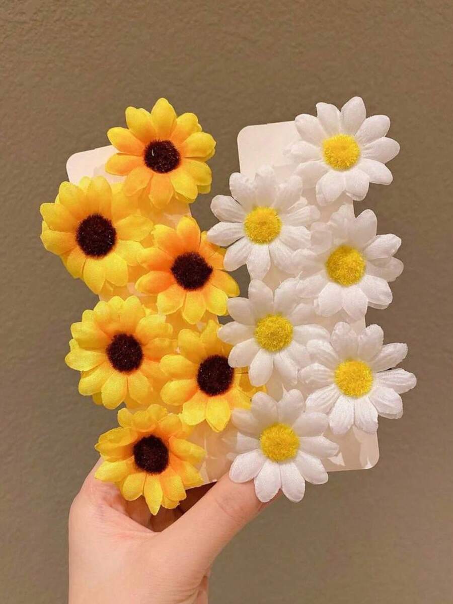 2/20 Pcs Hair Clips Cute Flower Sunflower Bow Hair Clips Claw Clips Hair Barrettes Hair Accessories For Girls Daily Wear Suitable For Many Occasion - Multicolor - View 1