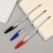 6-15pcs Blue, Red, Black Cristal Pens BIC Ballpoint Pen, Medium Point (1.0mm), School OFFICE Supplies For Student Teacher, School Supplies, Back To School - 均碼 - 查看 10