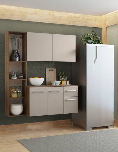  Mueble de Cocina Compacto 120cm Easy Madesa Color Marron y Crema