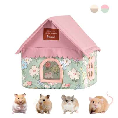 ITANDME Hamster Hideout Rat House Cute House No Bottom Easy To Clean Breathable And Comfortable Fabric Large Space Rest Play Hiding Rat Hideout Suitable For For Mouse, Hamster Fancy Rat Chipmunk And Mini Guinea Pig