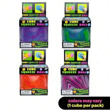 1/4个精致立方体Taba挤压感官玩具，超强挤压感 - 独特漩涡色彩混合 - 颜色随机 - 水晶袋挤压玩具，适合上班族缓解压力，生日和毕业的完美礼物，可爱挤压玩具PVC材质，手指玩具，缓解焦虑和放松，减压玩具，礼盒填充物，篮子填充物，派对礼物，生日礼物 - 彩色 - 查看 6