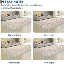 Meiyiu Washable Runner Rug Modern Farmhouse Floral Entryway Runner Non Slip, Low Pile Thin Hallway Rug, Soft Non Shedding Floor Cover, Indoor Foldable Printed Mat For Kitchen Laundry 2*6ft/5*7ft/8*10ft/9*12ft/10*13ft - 藍色/粉紅色-2*6英尺 - 查看 5