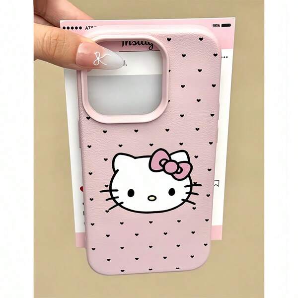 Sanrio Set da 3 custodie per telefono con motivo a forma di cuore Hello Kitty, adatte per iPhone 15 Pro Max, 16, 15, 14, 13, 12, 11 Pro, design minimalista testurizzato a cartoni animati