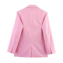 1pc Solid Color Polyester Button Pocket Office Casual Shirt, Autumn/Winter